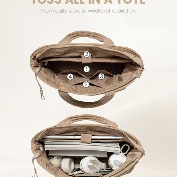 PERFECT TOTE! GYM/WORK/SCHOOL Laptop Bag for Women, Lightweight Puffy - Picture 6 of 8